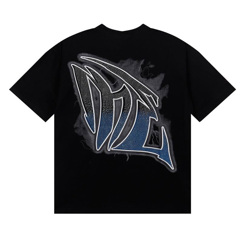 Remera Mixed Emotion White Dove Rhinestone Black