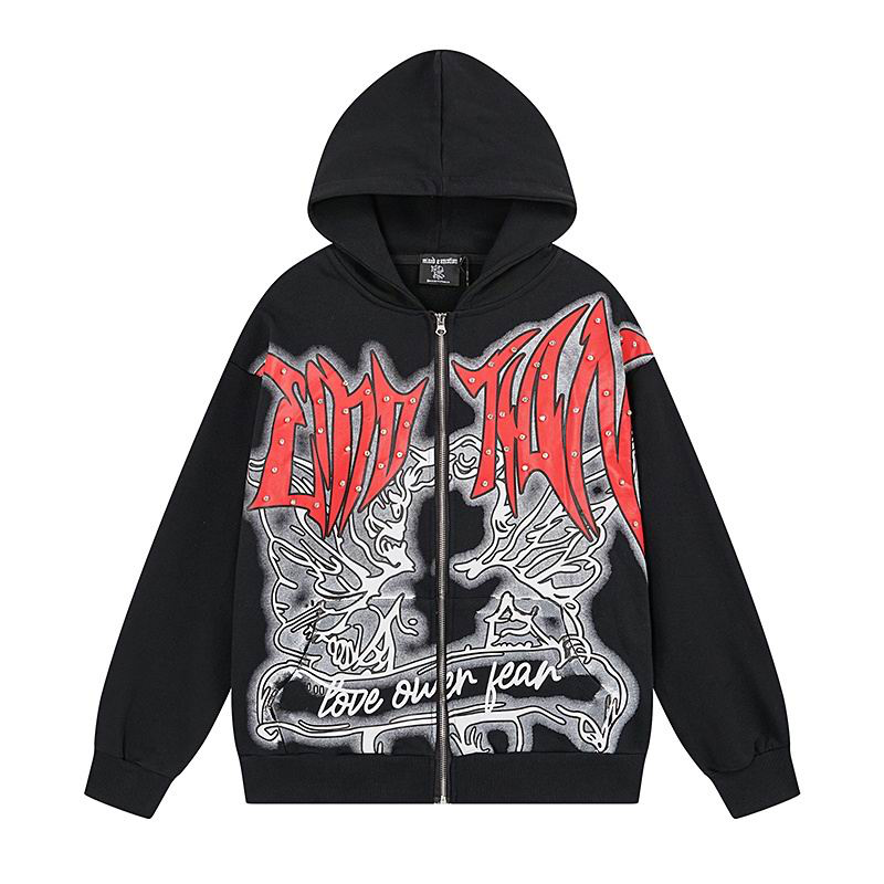 Campera Mixed Emotion Graffiti Rhinestone Black