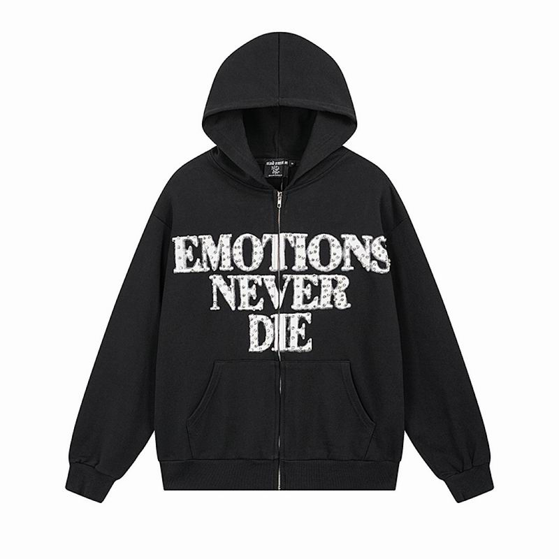Campera Mixed Emotion "End" Rhinestone Black