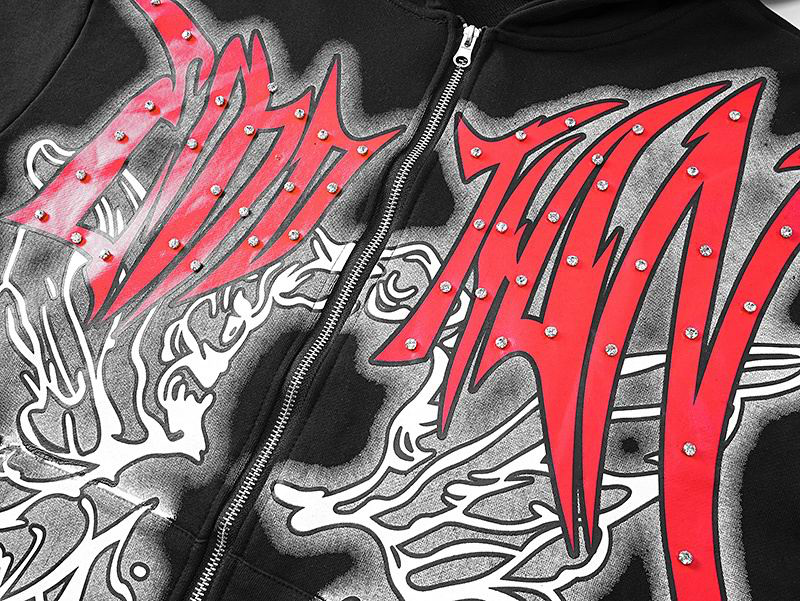 Campera Mixed Emotion Graffiti Rhinestone Black