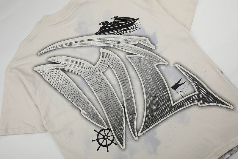 Remera Mixed Emotion Jetski Rhinestone Cream