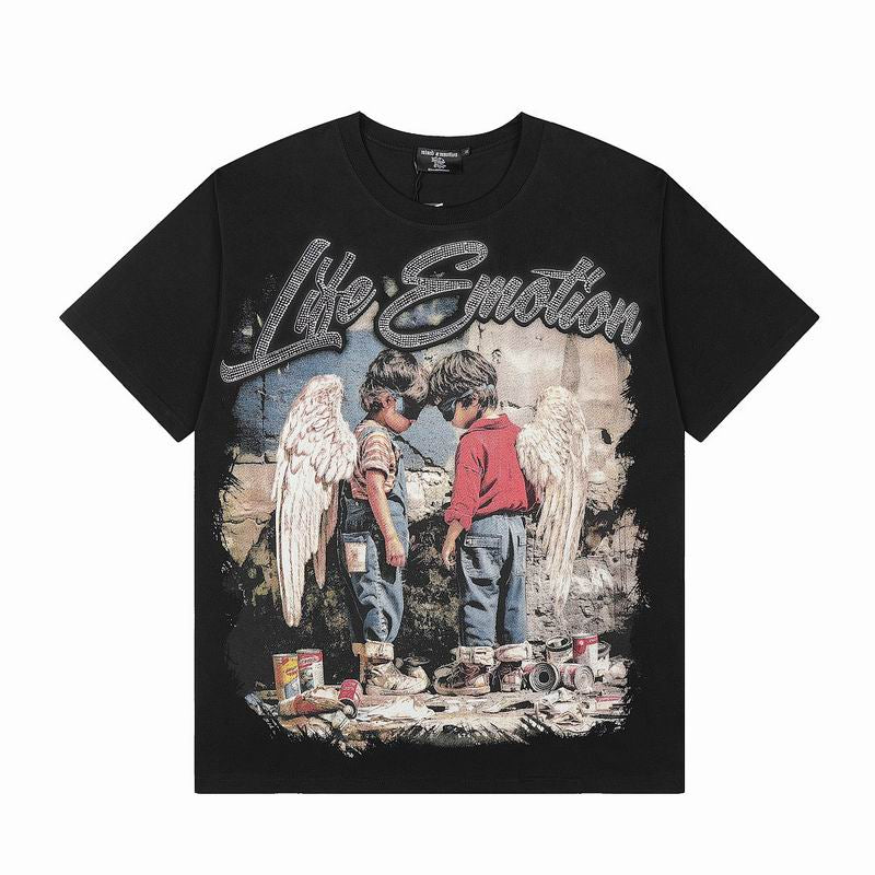 Remera Mixed Emotion Couple Angel Rhinestone