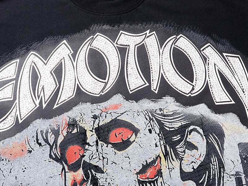 Remera Mixed Emotion Red Eye Iron Diamond Black