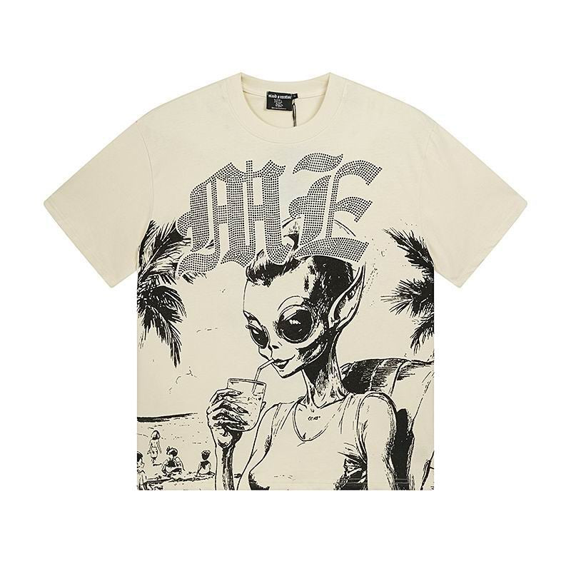 Remera Mixed Emotion Beach Rhinestone Cream