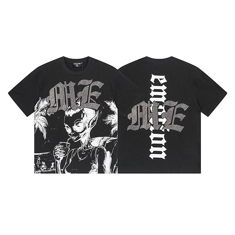 Remera Mixed Emotion Beach Rhinestone Black