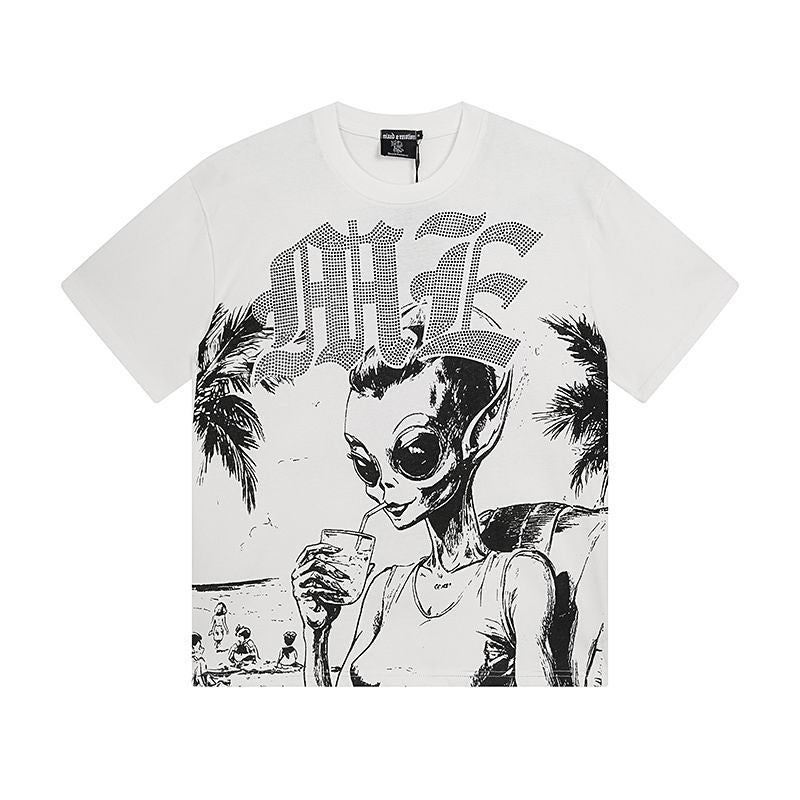 Remera Mixed Emotion Beach Rhinestone White